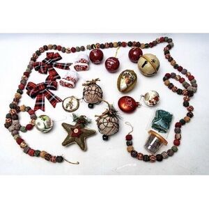 Vintage Christmas‎ Decor Ornaments Garland String Bow Star Bell Bulbs